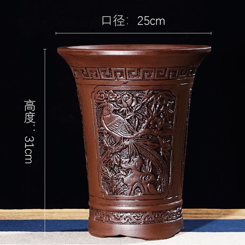 古达紫砂花盆陶瓷特大号大口径兰花盆绿萝吊兰陶瓷花盆带托盘点彩兰花