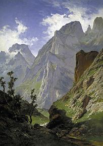 大山之间的云彩油画装饰画