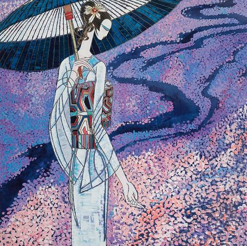 【现代丝网版画 丁绍光刻 赏花 一幅】拍卖品_图片_价格_鉴赏_古籍