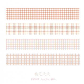 盐系ins手帐胶带日系彩色基础格子格纹少女装饰手账和纸胶卷套装桃芝