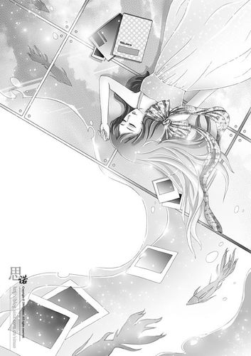 少女风-青春杂志黑白插画