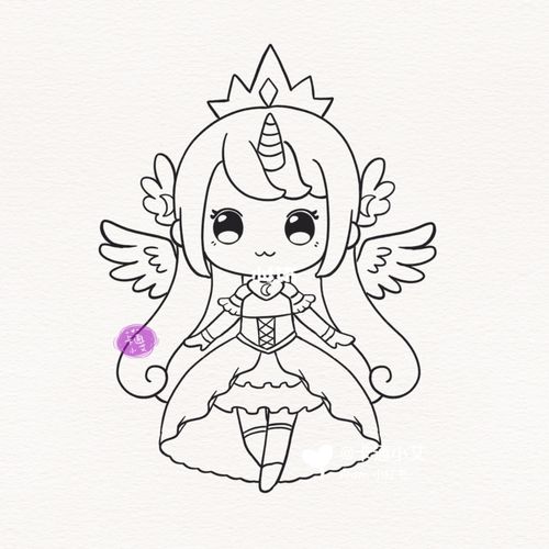 月亮公主 迷你简笔画 线稿图_线稿_简笔画_夏天去哪玩