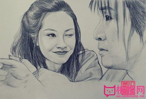 大话西游紫霞仙子朱茵素描头像