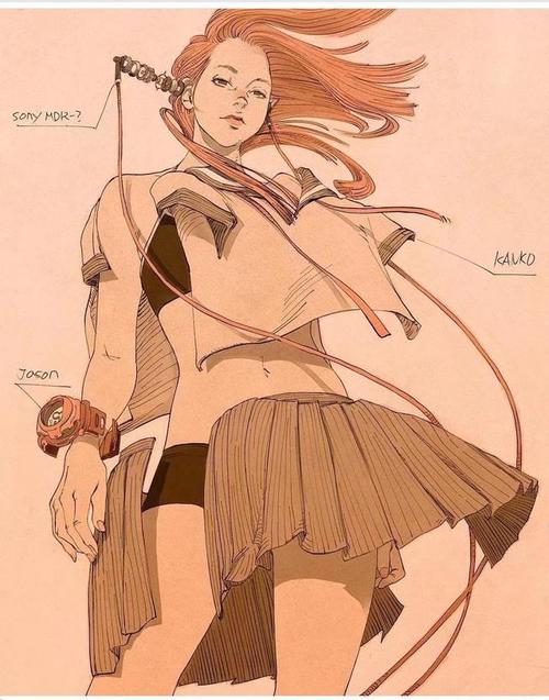 插画:复古风色调的女孩