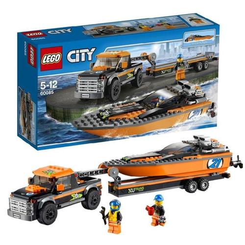 乐高lego拼插积木城市4x4赛艇运输车60085益智拼装玩具5岁