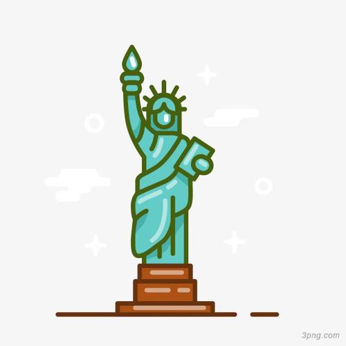 自由女神像手绘创意矢量图ppng素材透明免抠图片-卡通手绘