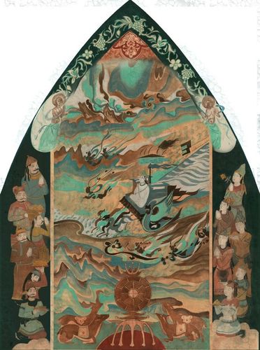 【#鬼吹灯神还原#】姑墨王子墓彩绘壁画设计图曝光,每一幅彩色壁画都