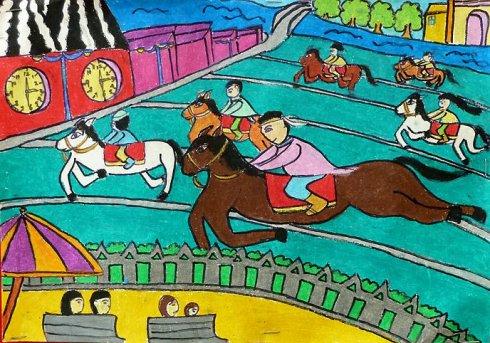 13) 《海澜赛马场》陈彩蓉 铜奖(儿童组)新桥中心小学
