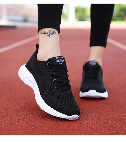 软底女式运动鞋女春秋新款网面韩版中学生休闲健身跑步鞋子桔粉35