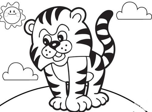 小老虎简笔画图片_老虎儿童绘画作品图集 老虎简笔画