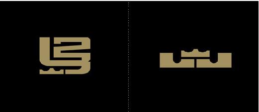 "小皇帝"勒布朗·詹姆斯的个人系列品logo 左为旧标志,右为新标志.