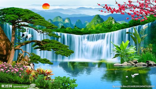 风水画设计图__风景_psd分层素材_设计图库_昵图网.
