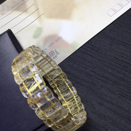 钛晶手排 天然发晶手牌 金发晶手链 水晶手链 东海水晶