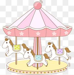 卡通游乐场旋转木马