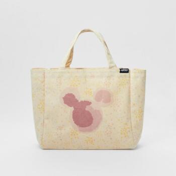 新款包包女迪士尼米老鼠帆布包印花扎染手提购物包时尚单肩包米黄色