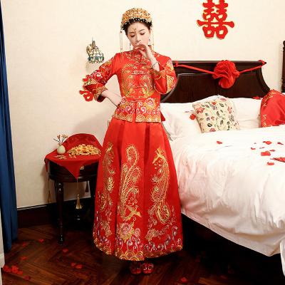 新娘礼服嫁衣公主中式旗袍 复古婚纱女新娘结婚中国风婚礼女汉服