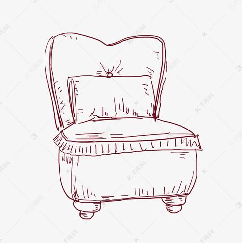 手绘线描单人沙发