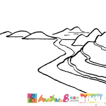 如何画山川河流风景简笔画