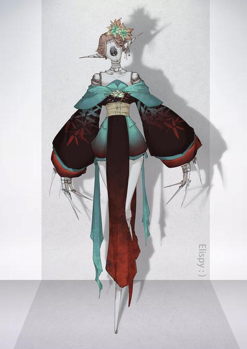 薄涂练习-机械风格和服角色设计|插画|概念设定|callmelian - 原创