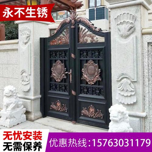 铝艺大门别墅对开门家用乡村庭院花园入户门农村房子正大门双开门