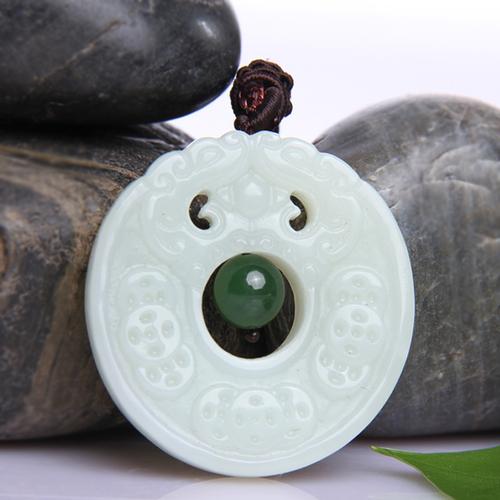 吊坠7000年和田珠联璧合男女镂空玉牌玉佩天然玉石颈饰