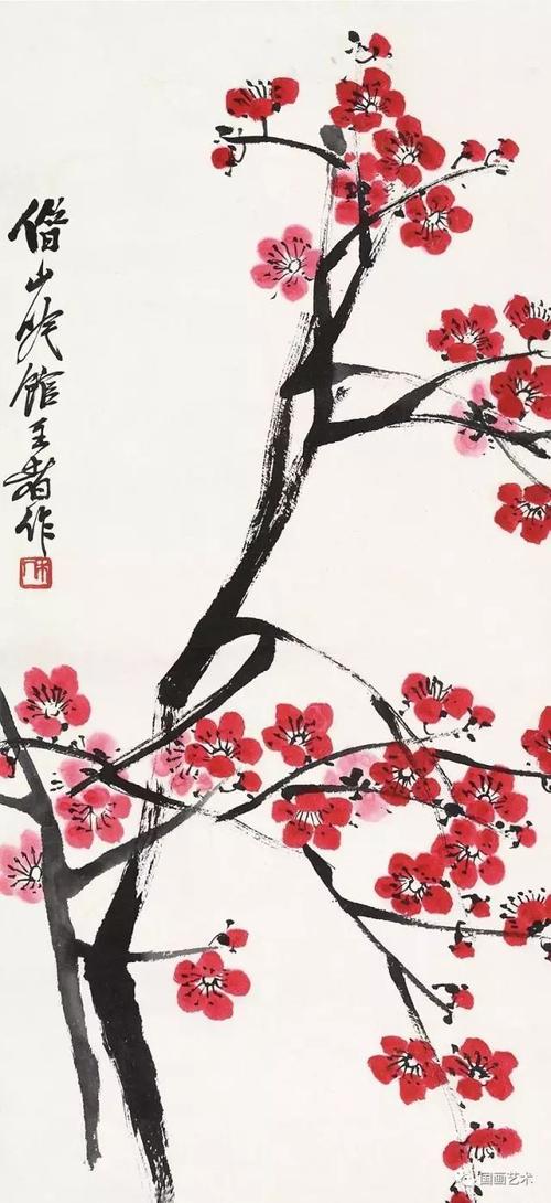 齐白石老人画梅花艳丽清新