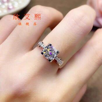 金莫桑石戒指牛头微镶戒指d色女戒1克拉婚戒足银多层电包金钻戒 18k金