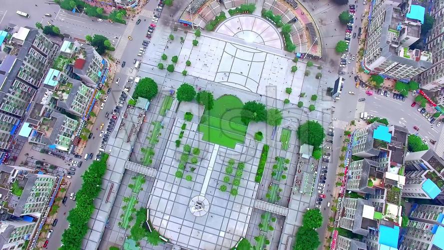 达州渠县万兴广场城区城市航拍