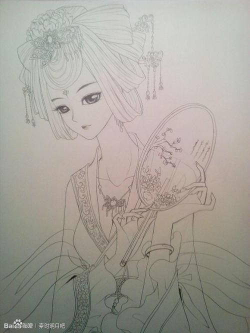 简笔画古装女孩的头饰