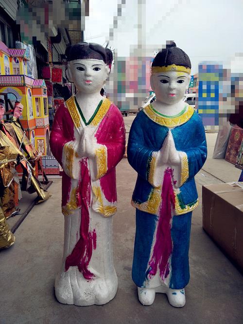 6米金童玉女纸人纸扎塑料人