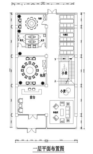餐厅首层原始平面图,大厅卡座区太拥挤,厨房传菜上来也不方便