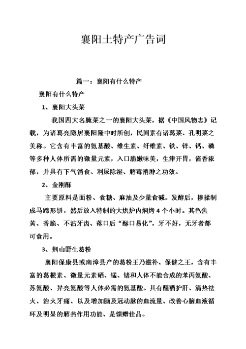 襄阳土特产广告词.doc