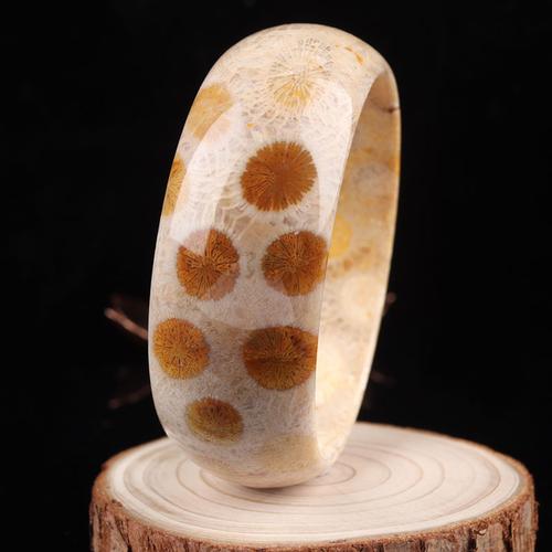 皇后珊瑚玉天然原矿菊花玉手镯粉虫纹龙骨彩花手牌直播专拍