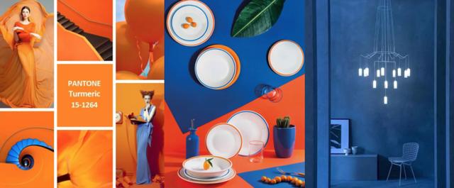 色彩艳丽的蓝橙撞色系婚礼