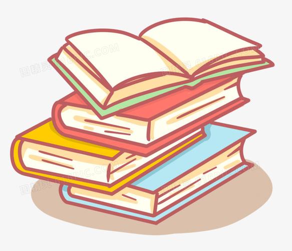 卡通手绘一摞本子书本写字素材