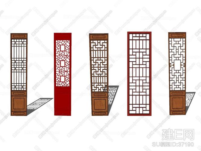 中式栅格屏风[模型id:37190]