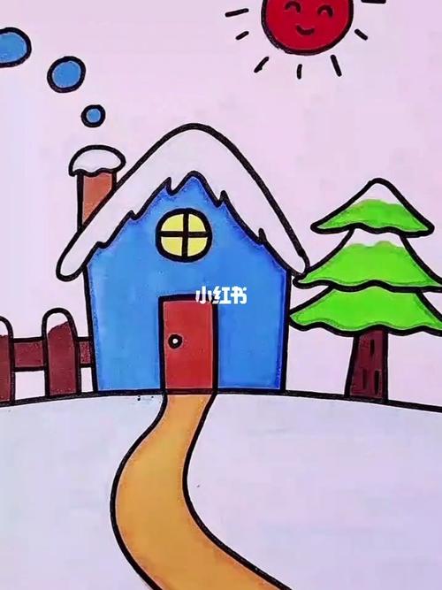 幼儿园简笔画～下雪后的房子_简笔画_幼儿园_画个简笔