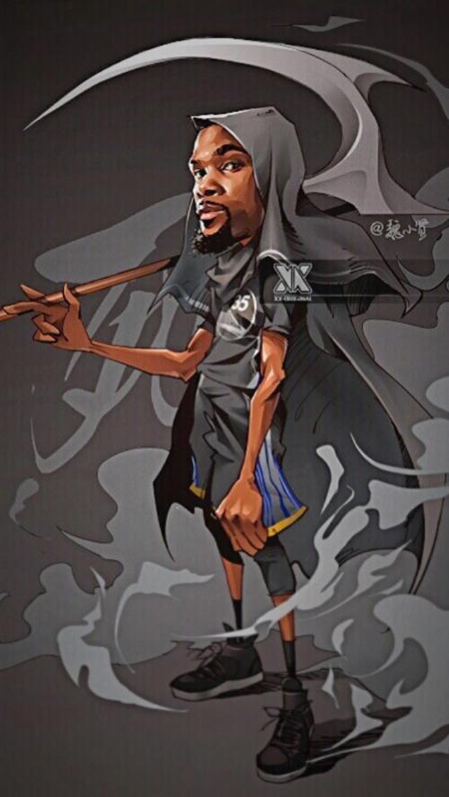 nba勇士球星的兰特死神篮球插画,美漫卡通