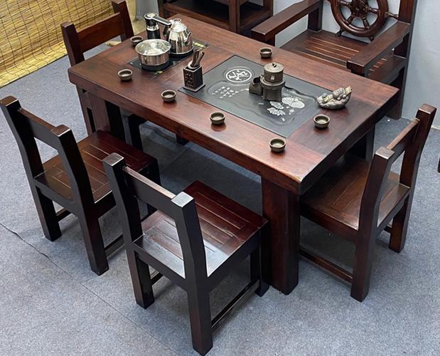 老船木茶桌椅组合功夫茶台实木茶桌茶具套装一体茶几小型家用阳台椅子