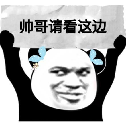 帅哥请看这边 - 熊猫猫举牌表情包_熊猫头_斗图表情 靓妹请看这边