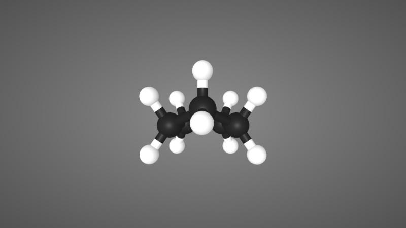 分享 收藏 点赞               环戊烷(信封型构象)分子的3d模型,将