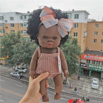 非洲黑人洋娃娃宝宝儿童安抚玩具换装洗澡软胶仿真婴儿睡觉陪睡娃黑