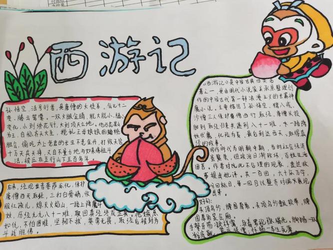 初二上学期开展了《西游记》阅读系列活动,包括手抄报比赛,故事创新