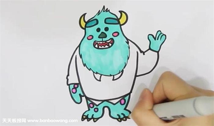 蓝毛怪简笔画