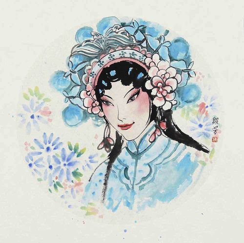 殷芳国画人物作品赏析具有现代感的京剧脸谱百变面孔活色生香