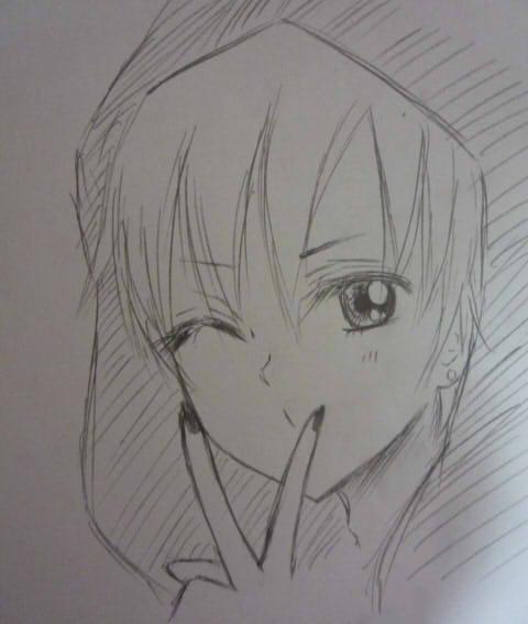 给个简单的动漫绘画人物的图.最好是铅笔画的.