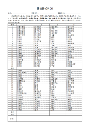 disc性格测验表.xls