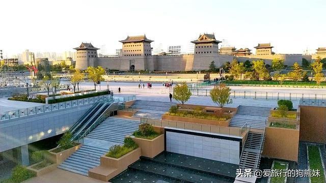 大同市永泰门广场全景实拍山西省最大的综合性城市广场