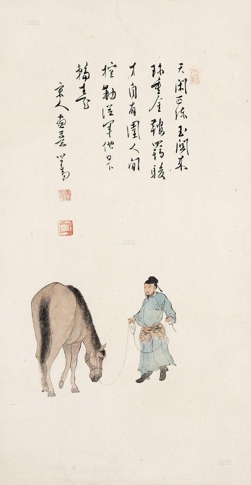 【牧马图 立轴 设色纸本】拍卖品_图片_价格_鉴赏_绘画_雅昌艺术品