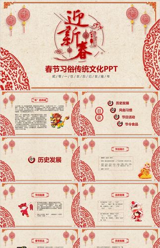 喜庆欢乐春节习俗传统文化ppt模板梦想ppt推荐